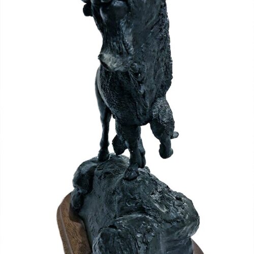 R. Rousu bronze buffalo sculpture