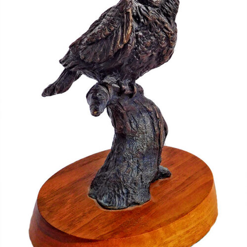 Ben France 'Owl' bronze sculpture of a goat and eagles available at Sculpture Collector