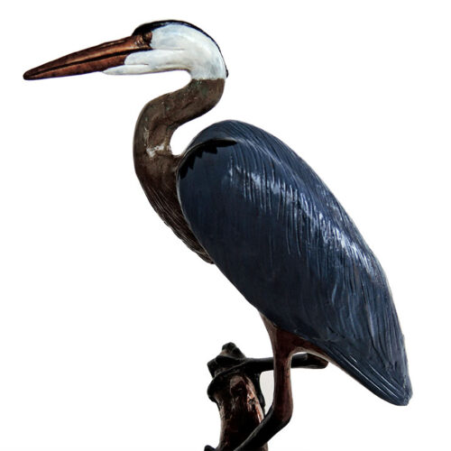 Bill Hunt Bronze Sculpture of a Blue Heron - Bartlett's Blue Heron - is now available for sale at Sculpture Collector