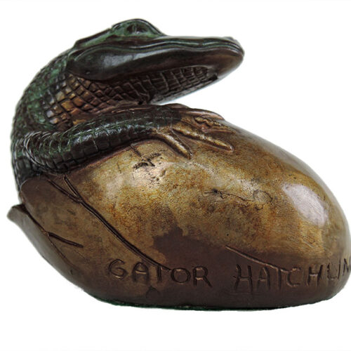 Bill Hunt Bronze Alligator Sculpture - Gator Hatchling - is now available for sale at Sculpture Collector
