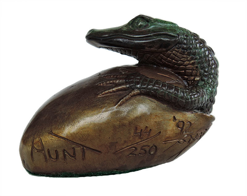 Bill Hunt Bronze Alligator Sculpture - Gator Hatchling - is now available for sale at Sculpture Collector