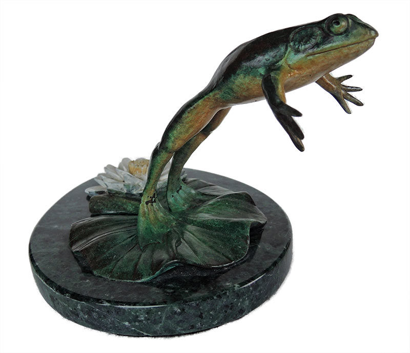Bill Hunt Bronze Frog Sculpture - Leap for Life - is now available for sale at Sculpture Collector