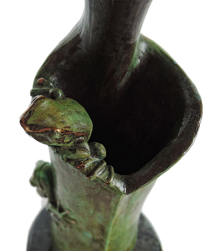 Bill Hunt Bronze Frog Sculpture - On the Edge - is now available for sale at Sculpture Collector