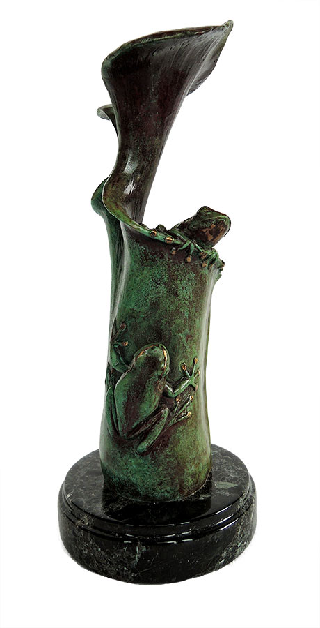 Bill Hunt Bronze Frog Sculpture - On the Edge - is now available for sale at Sculpture Collector