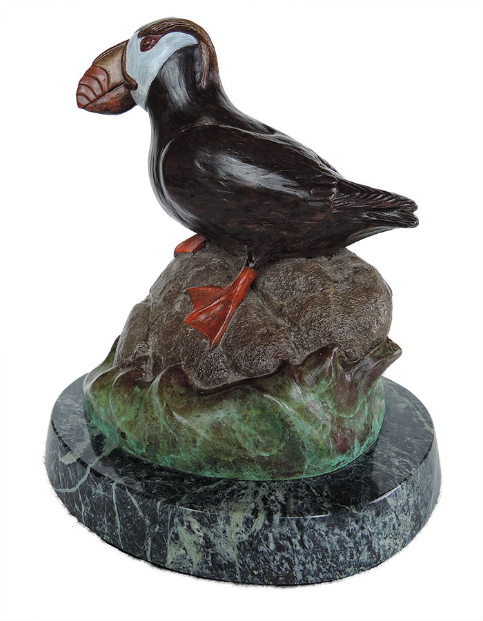 Bill Hunt Bronze Sculpture of a tufted puffin - Sea Parrot II - is now available for sale at Sculpture Collector