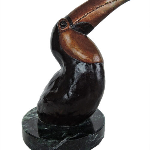 Bill Hunt Bronze Toucan Sculpture - Toco Toucan - a head study is now available for sale at Sculpture Collector