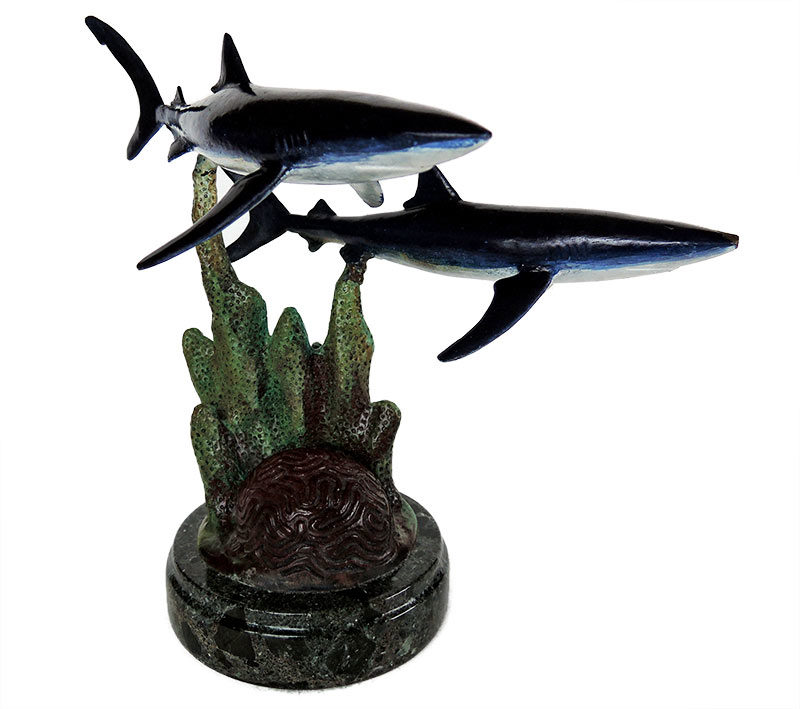 Bill Hunt Bronze Shark Sculpture - Wild Blue - is now available for sale at Sculpture Collector