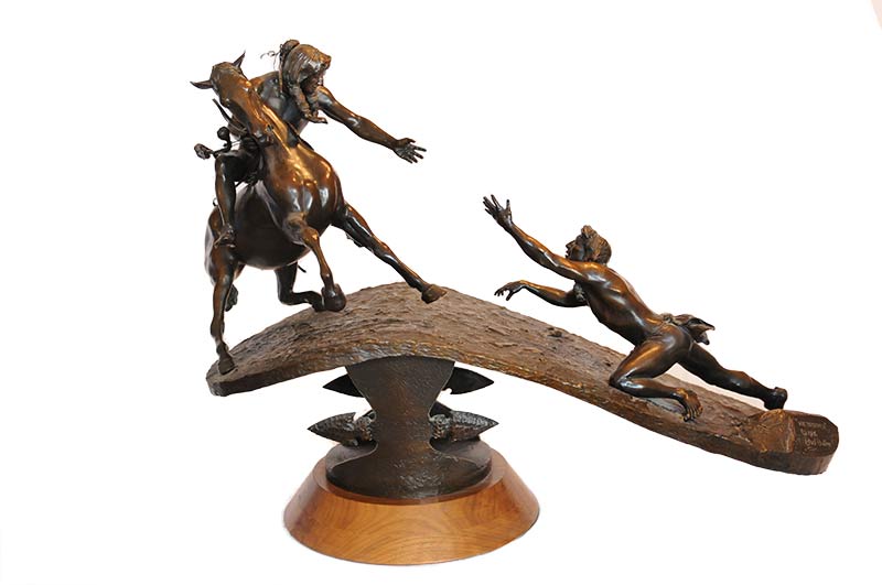 Bud Boller My Brother a bronze sculpture depicting the struggle of life available now for acquisition at Sculpture Collector