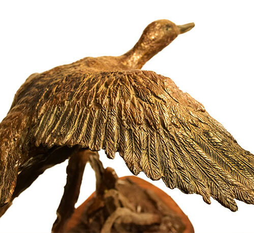 Dale M. Burr - Marsh Duster - bronze duck sculpture of available at Sculpture Collector