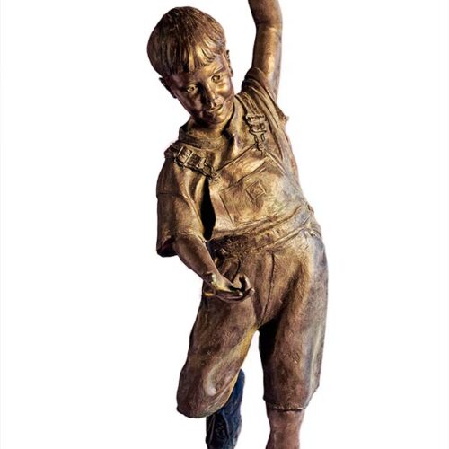 Dan Hill 'Balancing Act' figurative bronze sculpture of children at play for sale now at Sculpture Collector