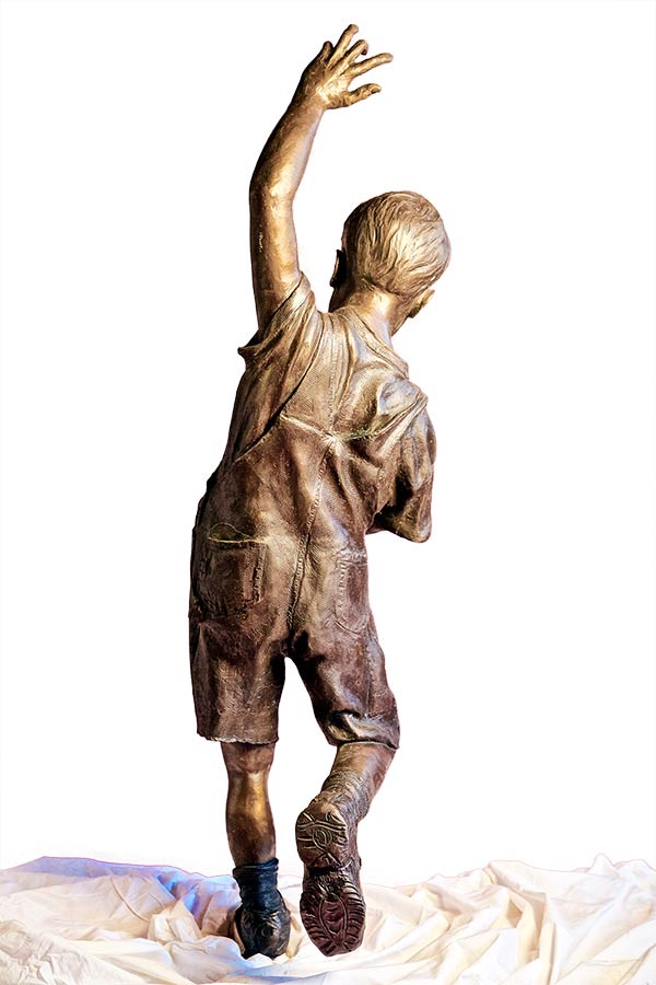 Dan Hill 'Balancing Act' figurative bronze sculpture of children at play for sale now at Sculpture Collector