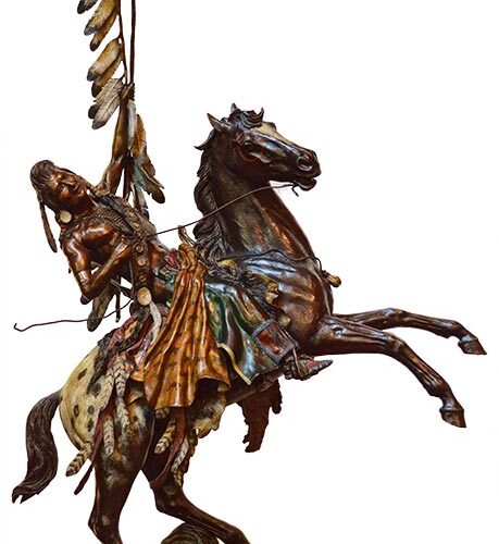 David Manuel 'Destiny' bronze Native American Warrior & Appaloosa equine sculpture available for sale at Sculpture Collector