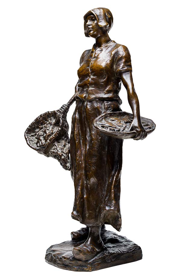 Hans Muller Fine Art Deco Bronze Sculpture - The Fisher Lady - available now at Sculpture Collector