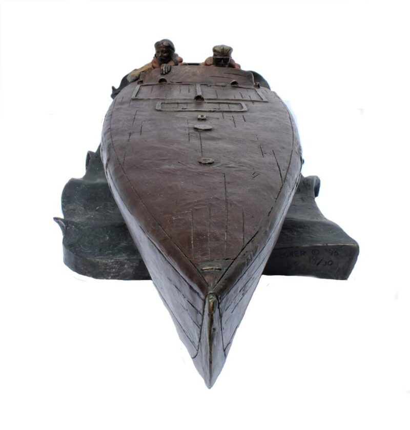 Jeff Decker Bronze Sculpture The Baby Bootlegger a 1924 World Cup race boat for sale now at Sculpture Collector