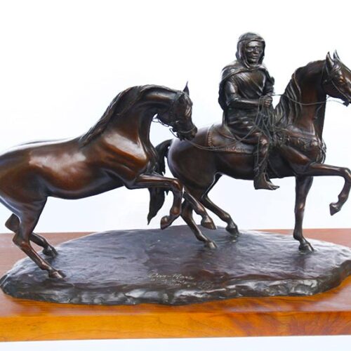 Judy Nordquist War Mare bronze Arabian equine sculpture available for sale at Sculpture Collector