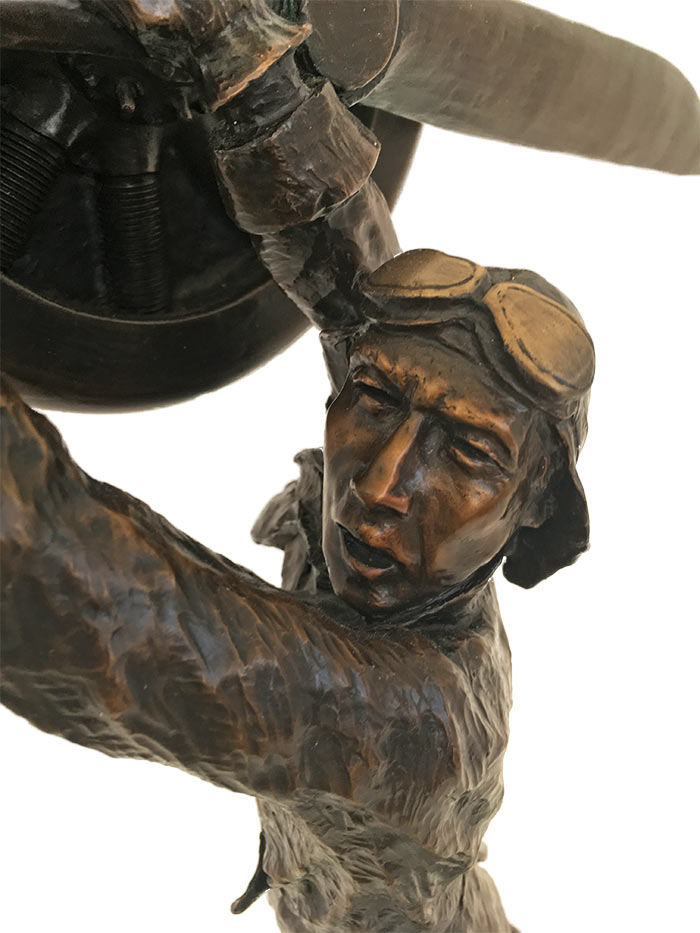 Mark Hopkins - Aviator - bronze pilot sculpture of an American aviator available at Sculpture Collector