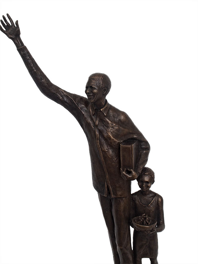 Maureen Quin Fine Bronze Sculpture - Mandela and Child - available now at Sculpture Collector