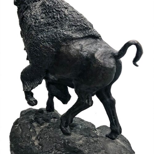 R. Rousu bronze Buffalo sculpture