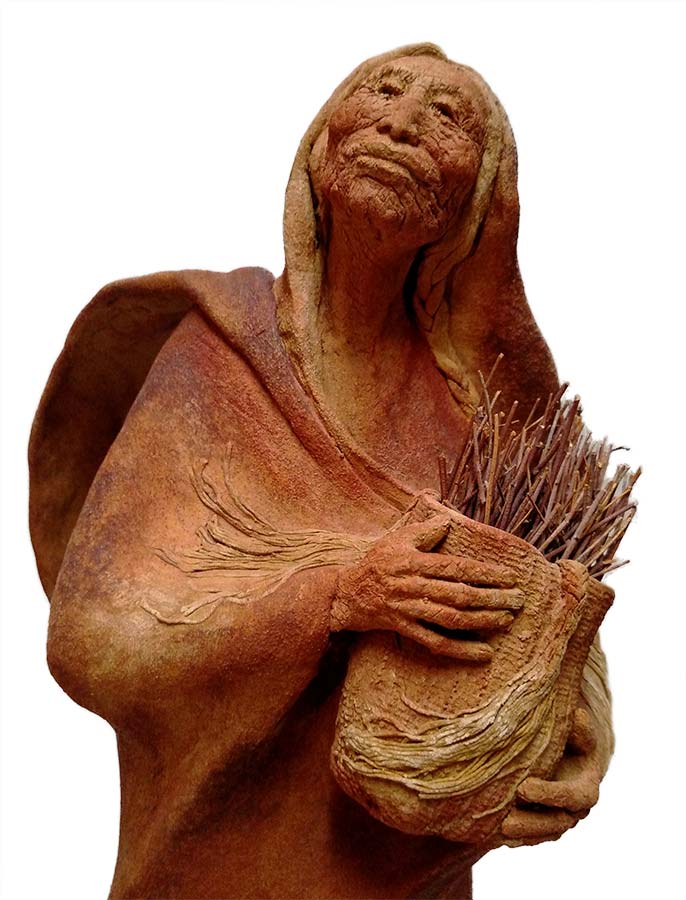 Nicely done Terracottas sculpture The Gatherer by Sally Kimp