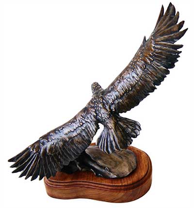 Stephen LeBlanc 'Flying High' bronze eagle sculpture available now at Sculpture Collector