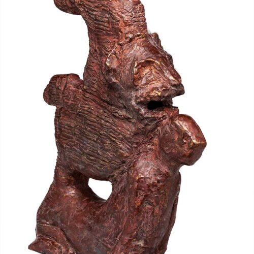 Ellen Coffey unique bronze sculpture 'Sicilian Lion Totem'
