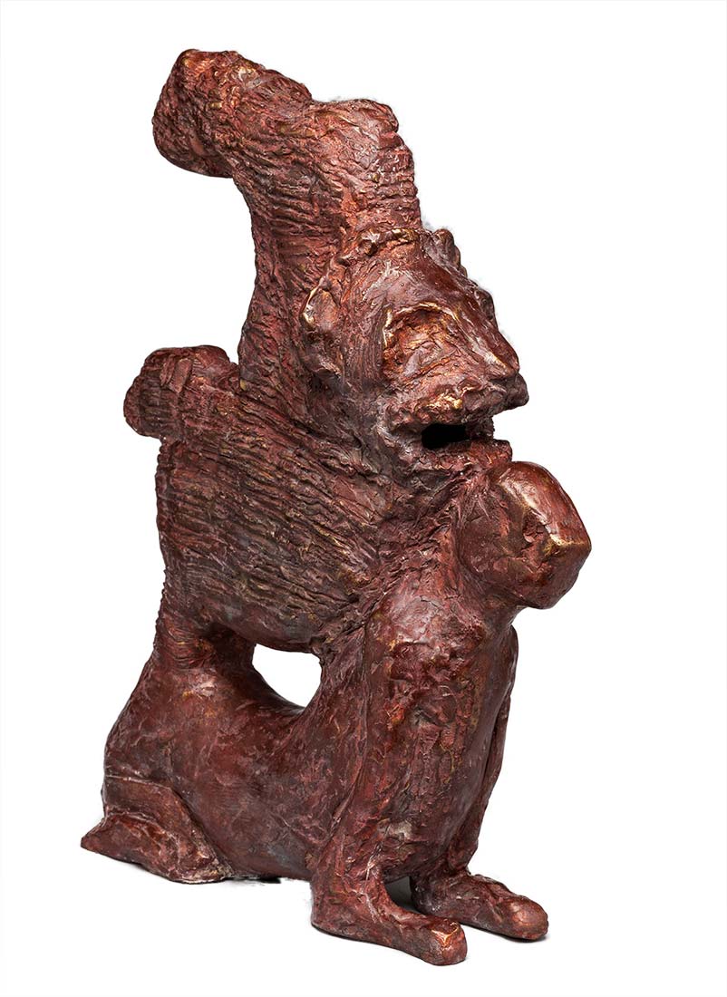 Ellen Coffey unique bronze sculpture ‘Sicilian Lion Totem’