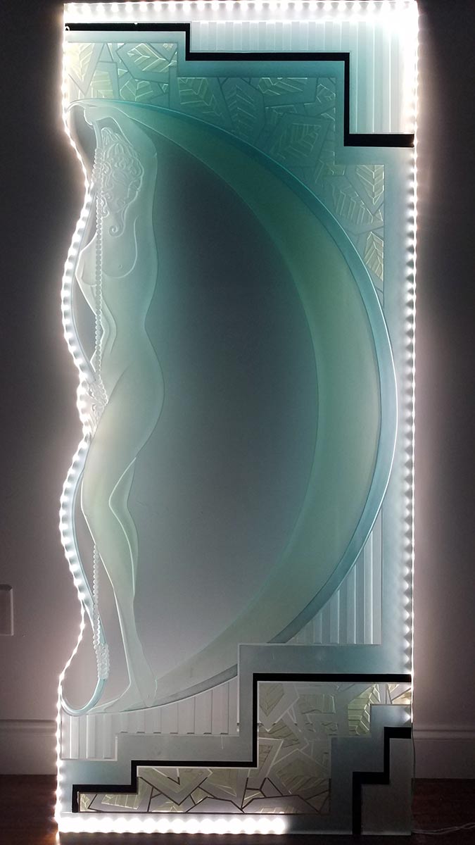 Art Deco Glass floor standing sculpture by Frank Hill