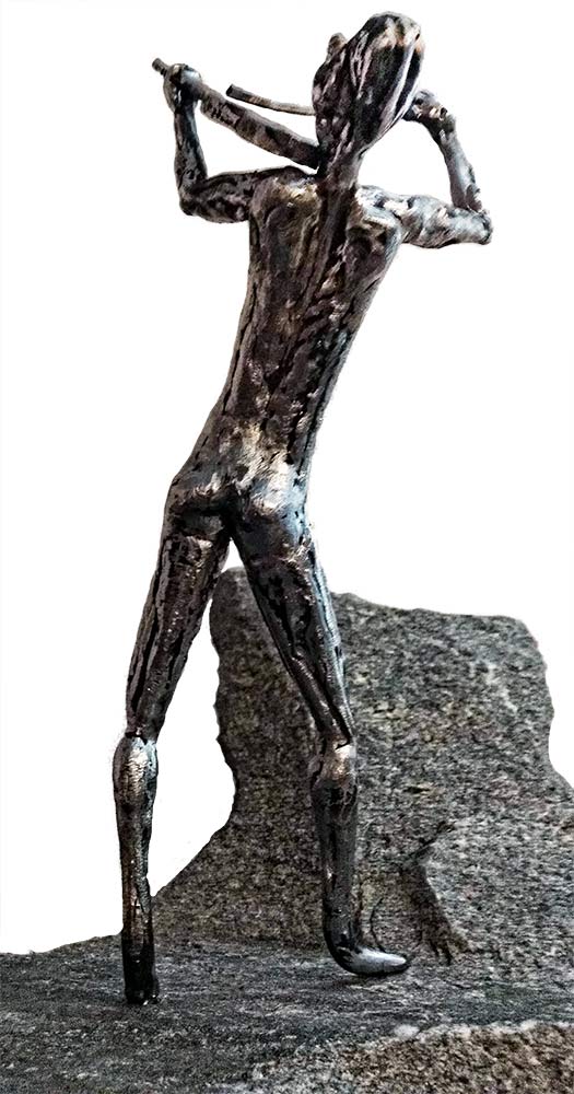 Fiddler a unique welded steel sculpture by Knut Kvannli
