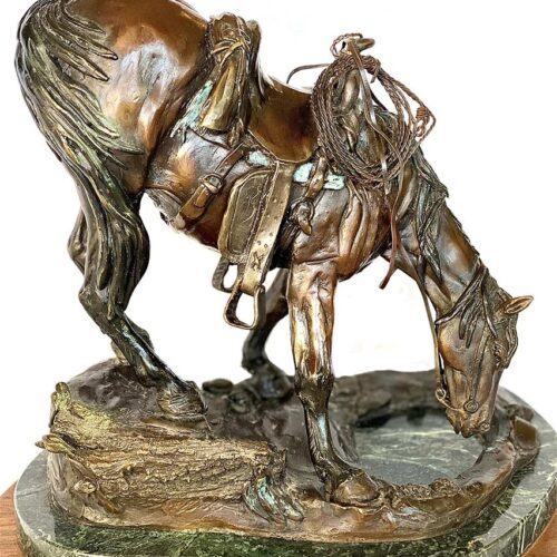 ‘Refreshing  Pause’ a bronze limited edition horse sculpture by Bob Parks
