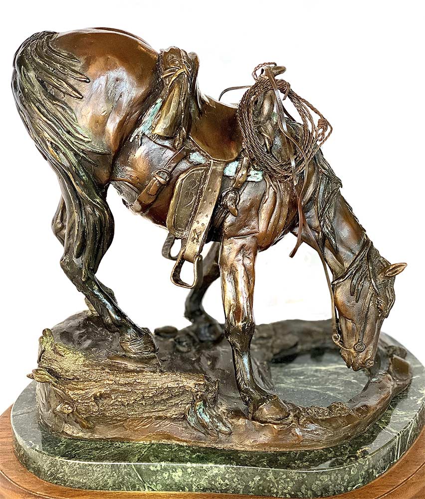 ‘Refreshing  Pause’ a bronze limited edition horse sculpture by Bob Parks