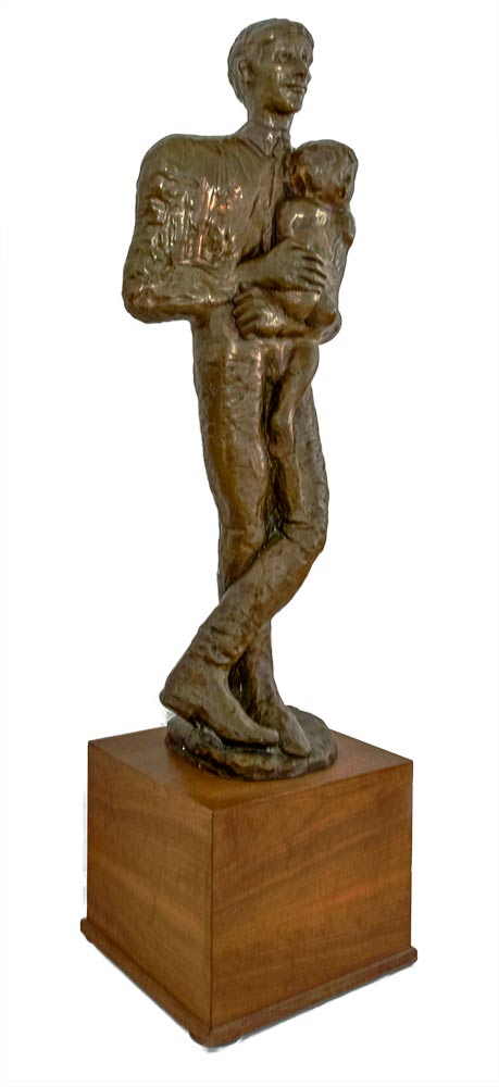 Father and Child 3/4 life-size bronze sculpture by Norman Annis