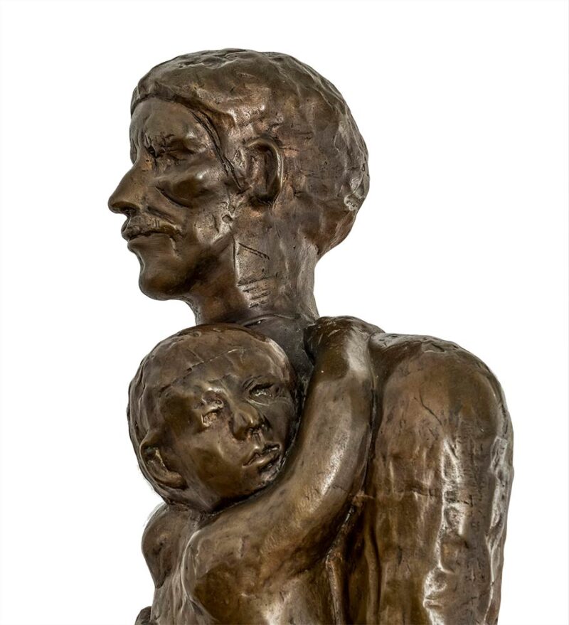 Father and Child 3/4 life-size bronze sculpture by Norman Annis