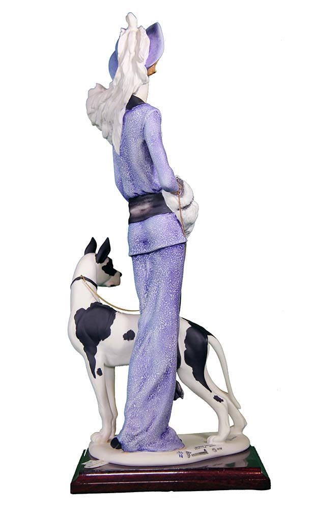 Porcelain sculpture Lady with Great Dane by Giuseppe Armani