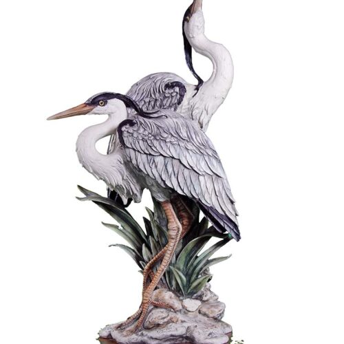 Sculpture in porcelain titled Elegance In Nature of water Cranes by Giuseppe Armani