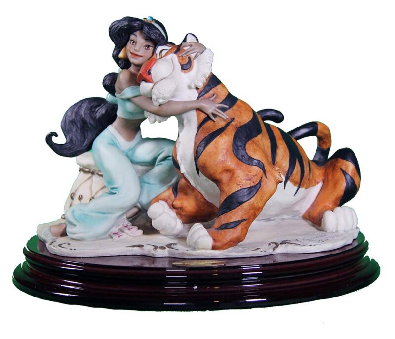 Jasmine & Rajah sculpture in porcelain for Disney movie Aladdin by Giuseppe Armani