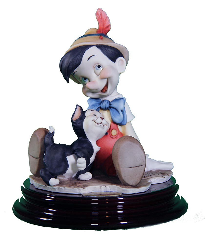 Pinocchio and Figaro sculpture in porcelain for Disney by Giuseppe Armani