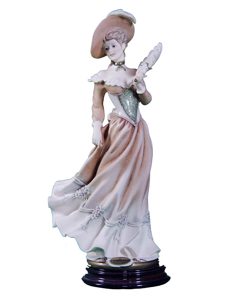 Vanessa an elegant lady with a fan - a porcelain sculpture by Giuseppe Armani