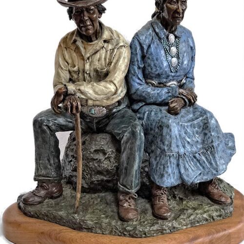 Memories a limited edition bronze Native American sculpture showcasing the times of a couples life by Marie Barbera
