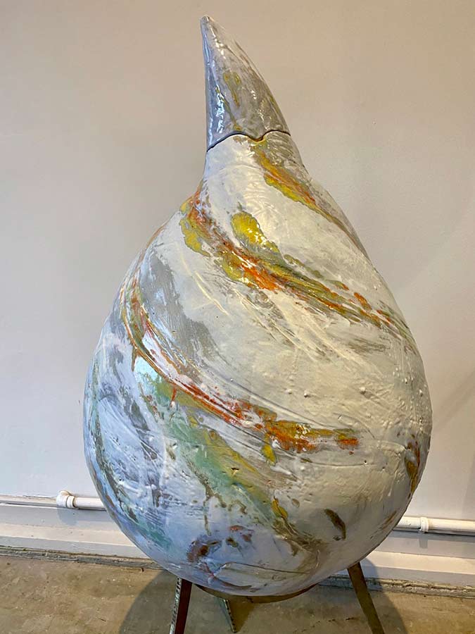 A large Ceramic Teardrop Sculpture by Carol Fleming of Studio Terra Nova