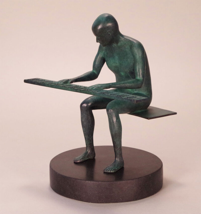 Pianoman a limited edition bronze sculpture by Robert E. Gigliotti