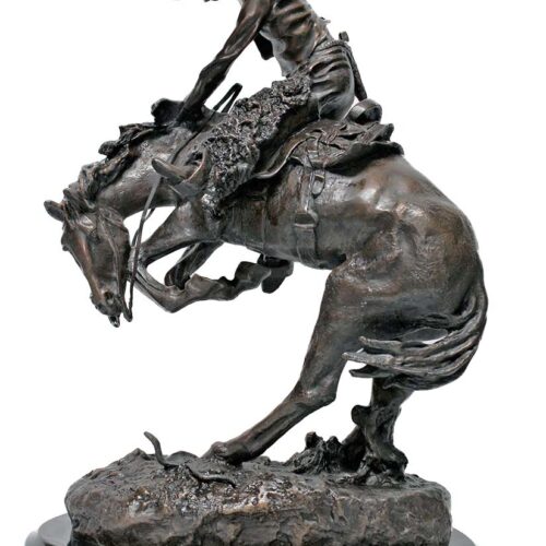 Famous Remington Rattlesnake and Horse sculpture in bronze