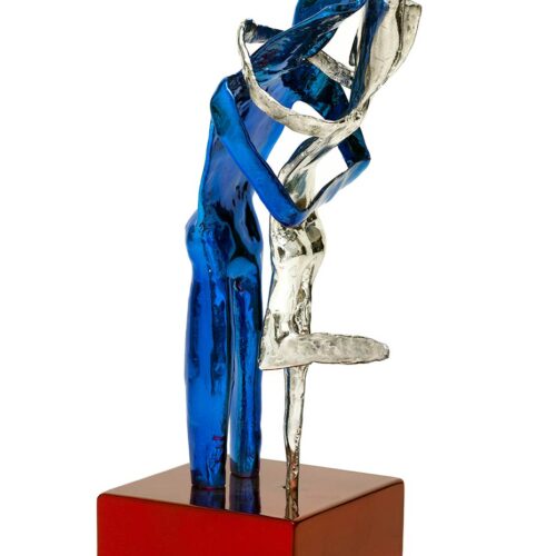 Aesthisis – chrome blue mirror maquette-sized sculpture a limited edition bronze by Nikolas