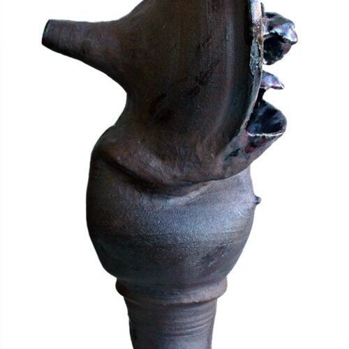 A Porcelain-Stoneware Bird Face Woman by Peter Daniels