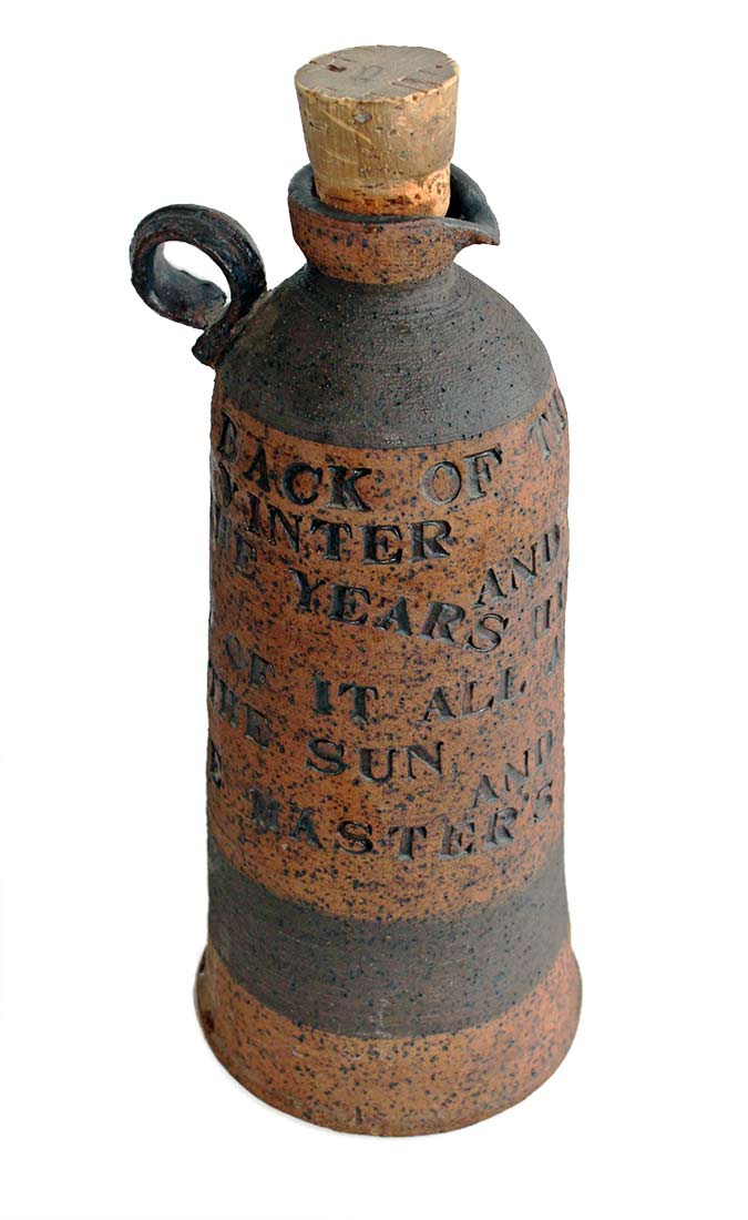 A Porcelain Stoneware Wine Bottle with ancient poem inscribed by Peter Daniels