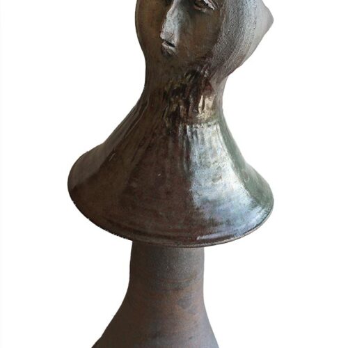A Porcelain-Stoneware Bird Face Shape Shifting Woman by Peter Daniels