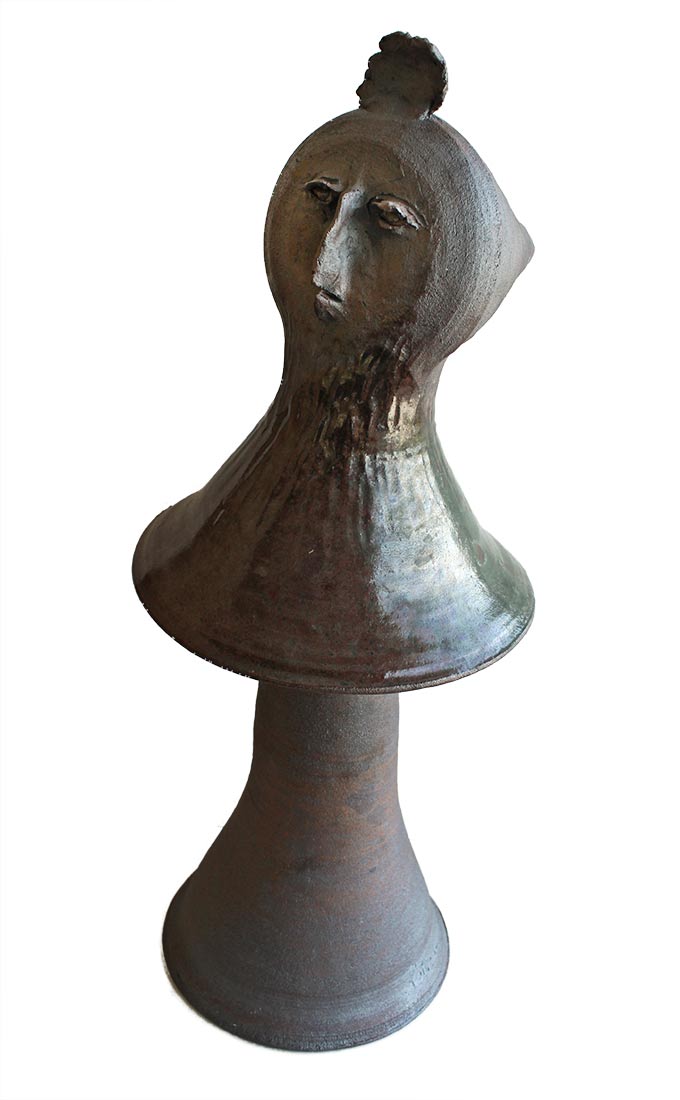 A Porcelain-Stoneware Bird Face Shape Shifting Woman by Peter Daniels