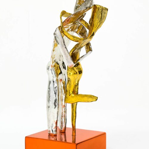 Aesthisis – chrome yellow mirror maquette-sized sculpture a limited edition bronze by Nikolas