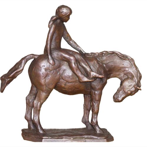 Sterett-Gittings Kelsey Lady-Gittings and Colt-45 bronze sculpture