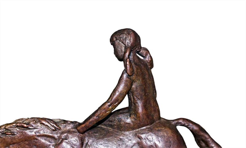 Sterett-Gittings Kelsey Lady-Gittings and Colt-45 bronze sculpture