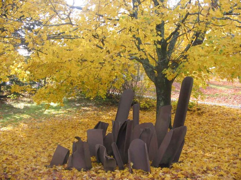 I Beam steel sculpture by Steve Tobin installation art outdoor fall
